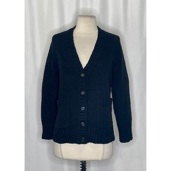 NWT!! J. CREW Marina V-Neck Cardigan Sweater Pockets Solid Black Preppy X-Small - Picture 3 of 15